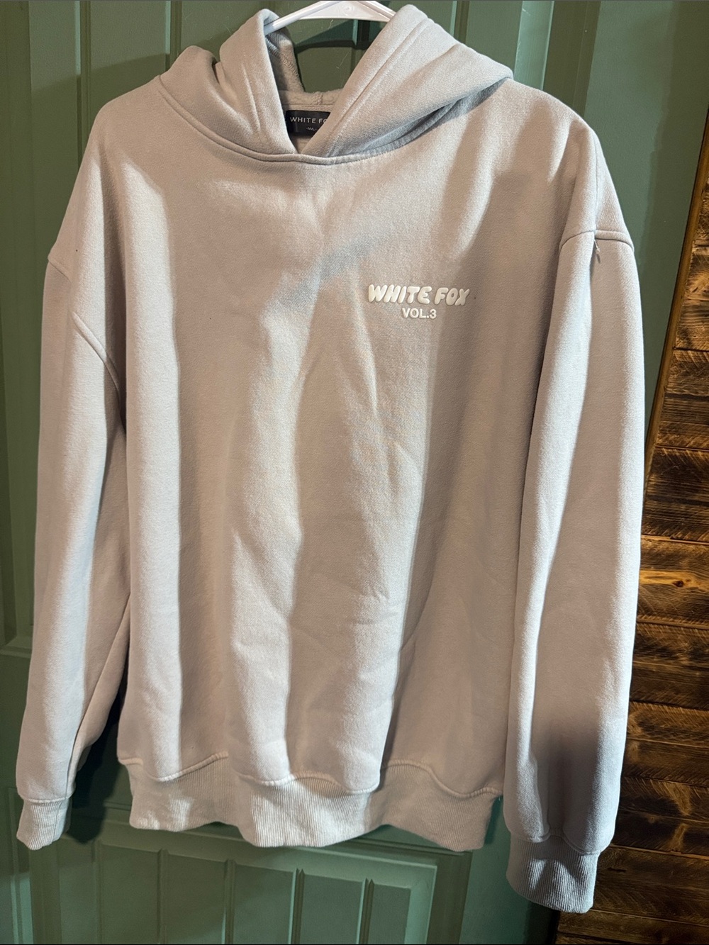 White Fox Men's Crewneck Hoodie in Light Gray